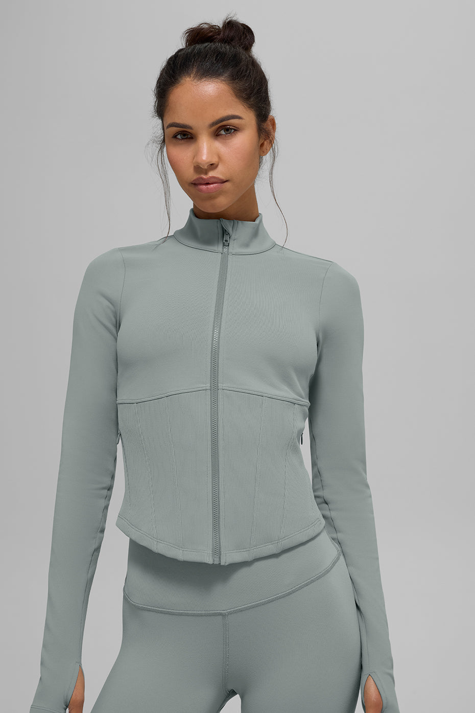 Airbrushed full zip corset jacket